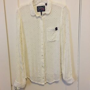 Superdry XS - Long Sleeve eyelet blouse  - Ivory